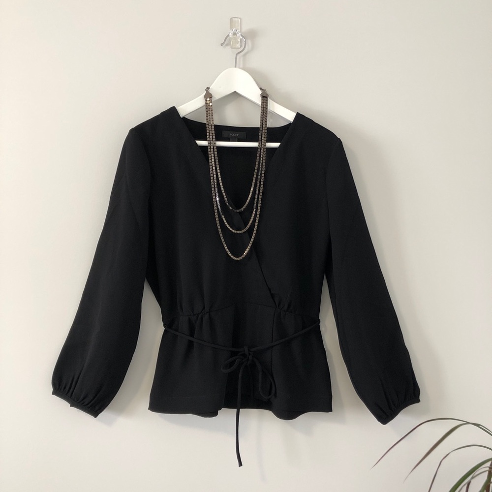 J.Crew Drapey Crepe Faux-Wrap Top Blouse Size 8